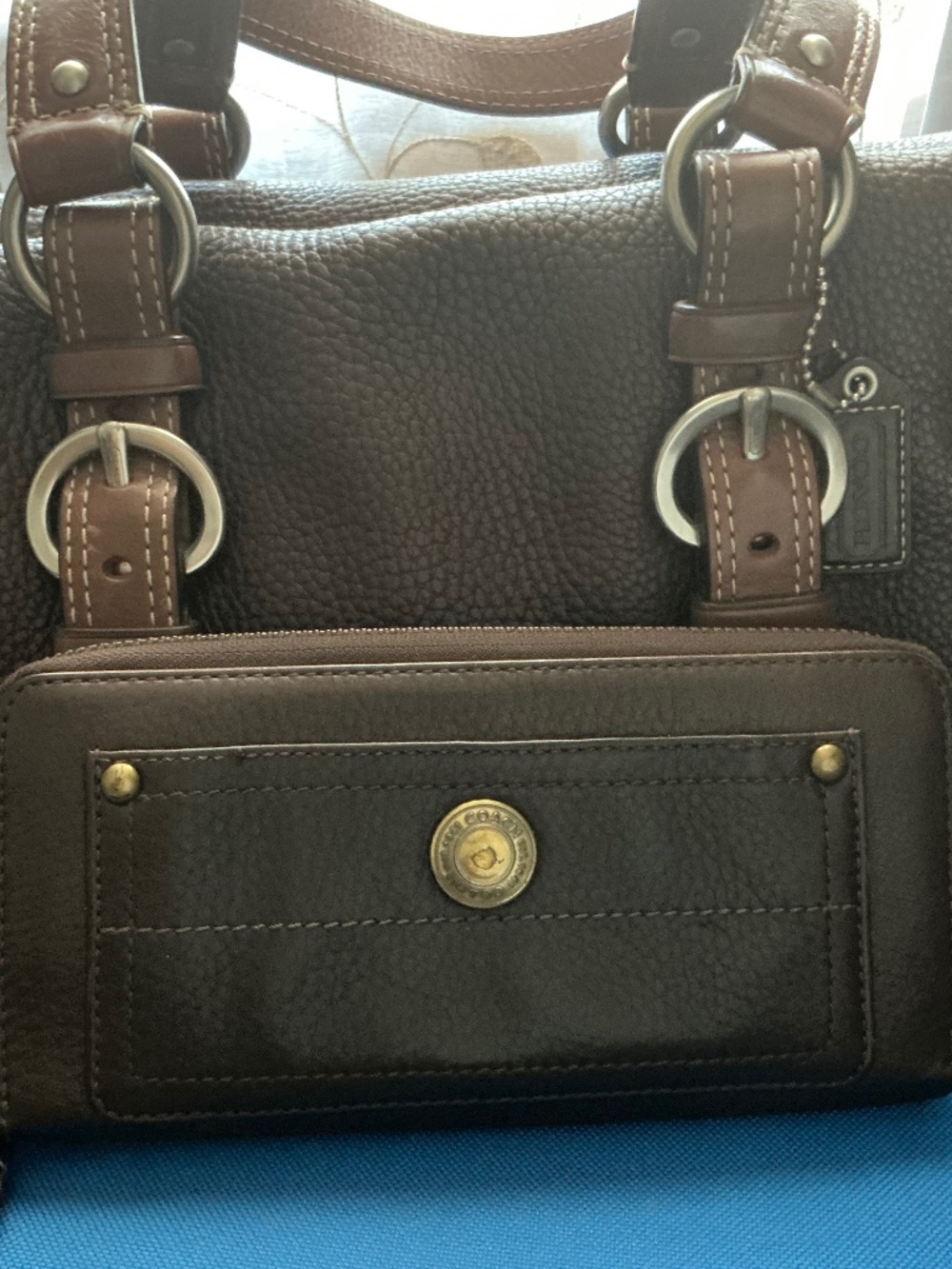 Coach Brown Leather Handbag with Matching Wallet